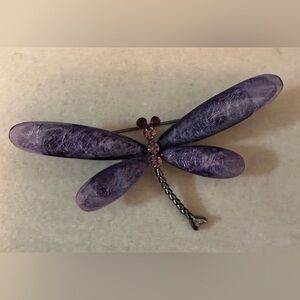 Purple dragonfly stone pin